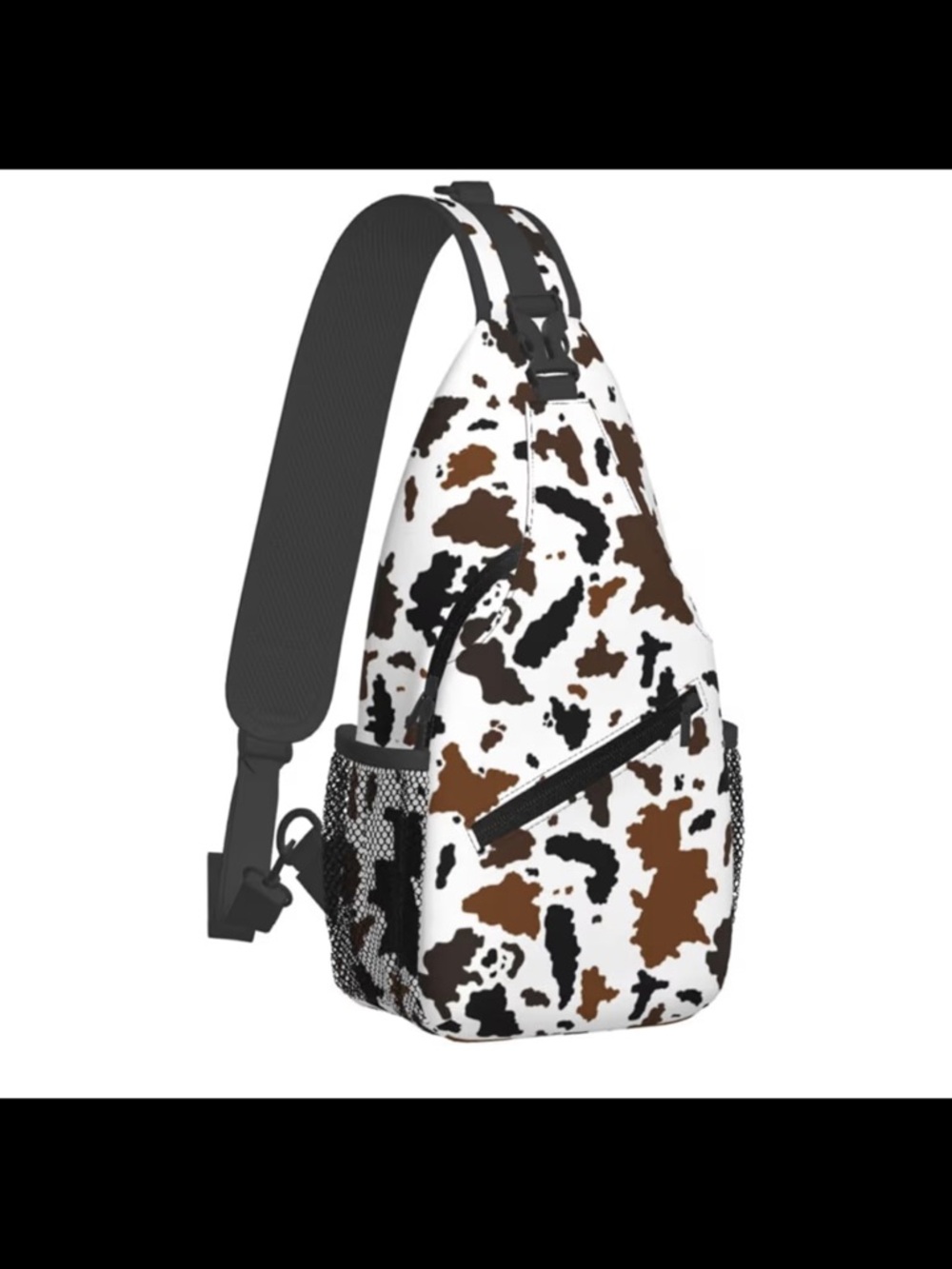 Amazon Cow-Print Sling Bag in Brown, Black & White